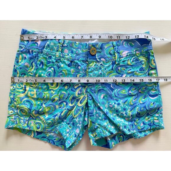 Lilly Pulitzer RARE Lagoon Blue Green Pink Callahan Short Floral sz 6 marked 00 - Picture 11 of 15